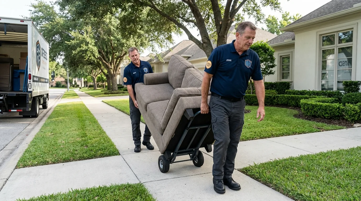 Local residential moving crew loading furniture in Pittsfield, ME